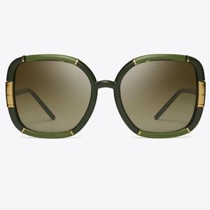 New!TORY BURCH Eleanor Oversized Square Green Sunglasses Green